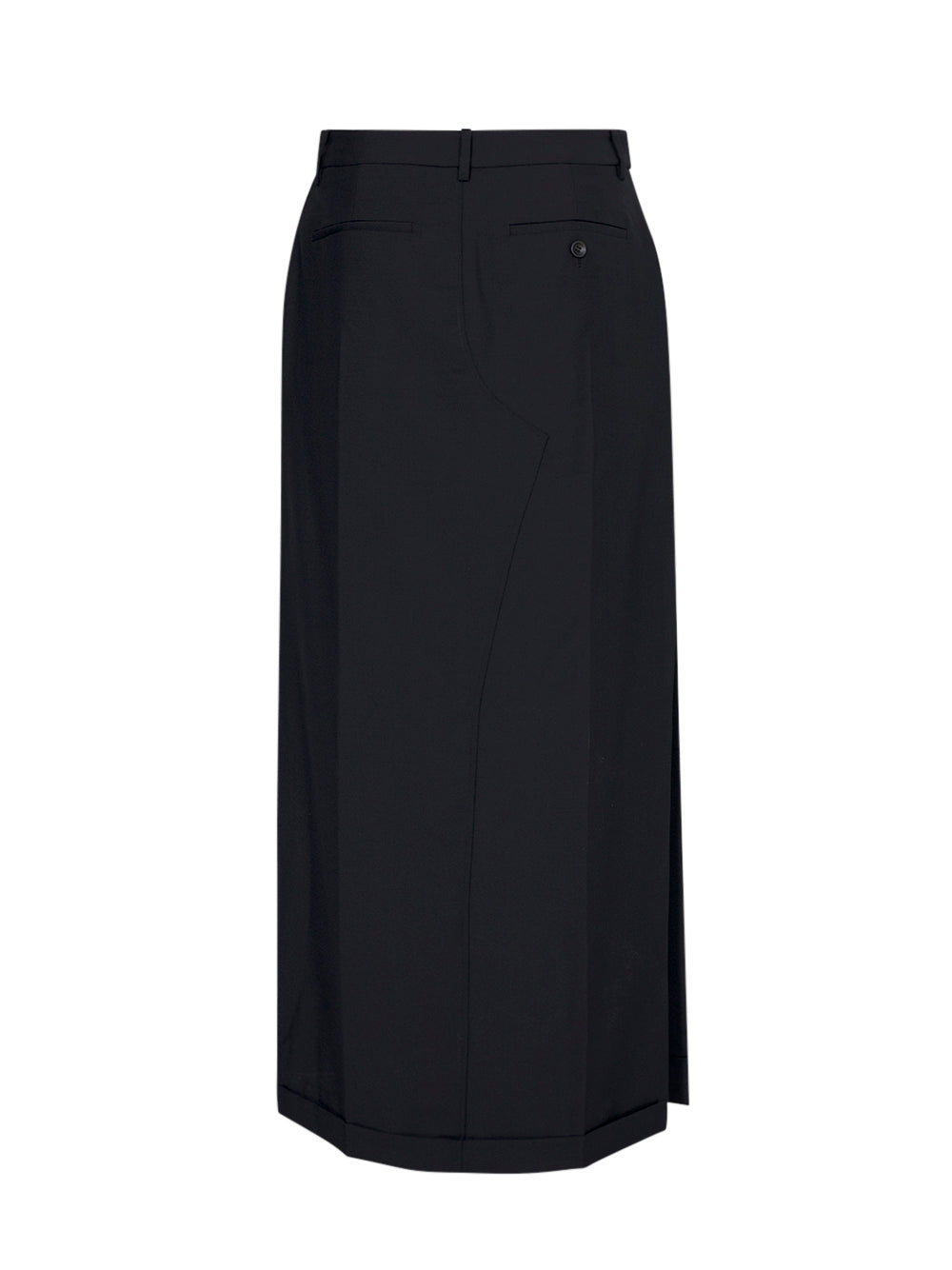 Wool Mohair Tailored Maxi Skirt (Black)