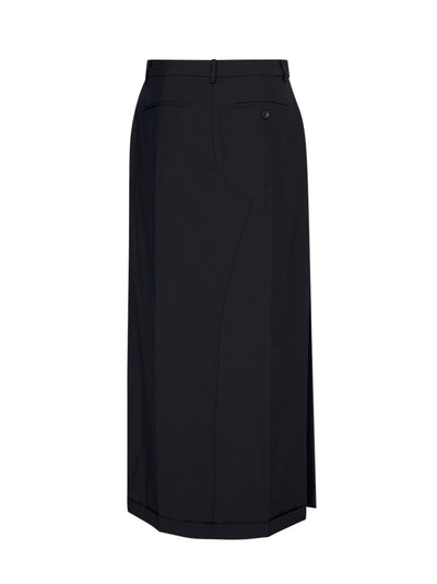 Wool Mohair Tailored Maxi Skirt (Black)