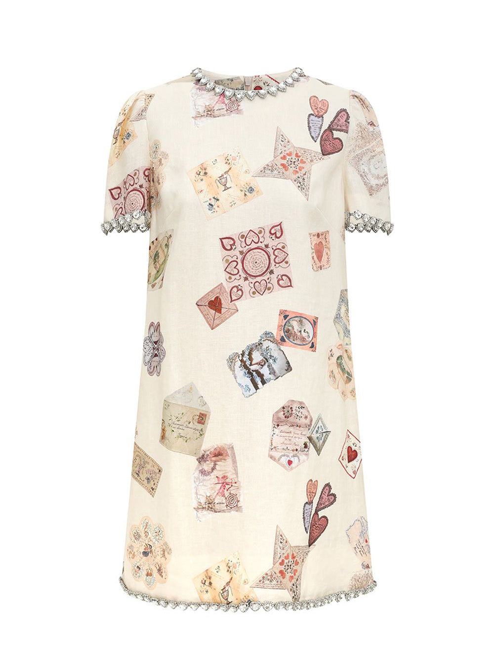 Hypnotic Jewelled Shift Dress Cream Love Letter