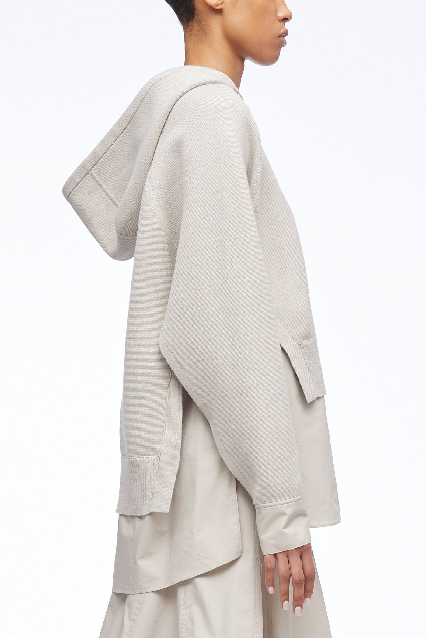 Full Milano Poplin Oversized Hoodie Concrete