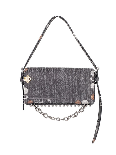 Ricco Rogue Small Flap Bag Washed Black Multi