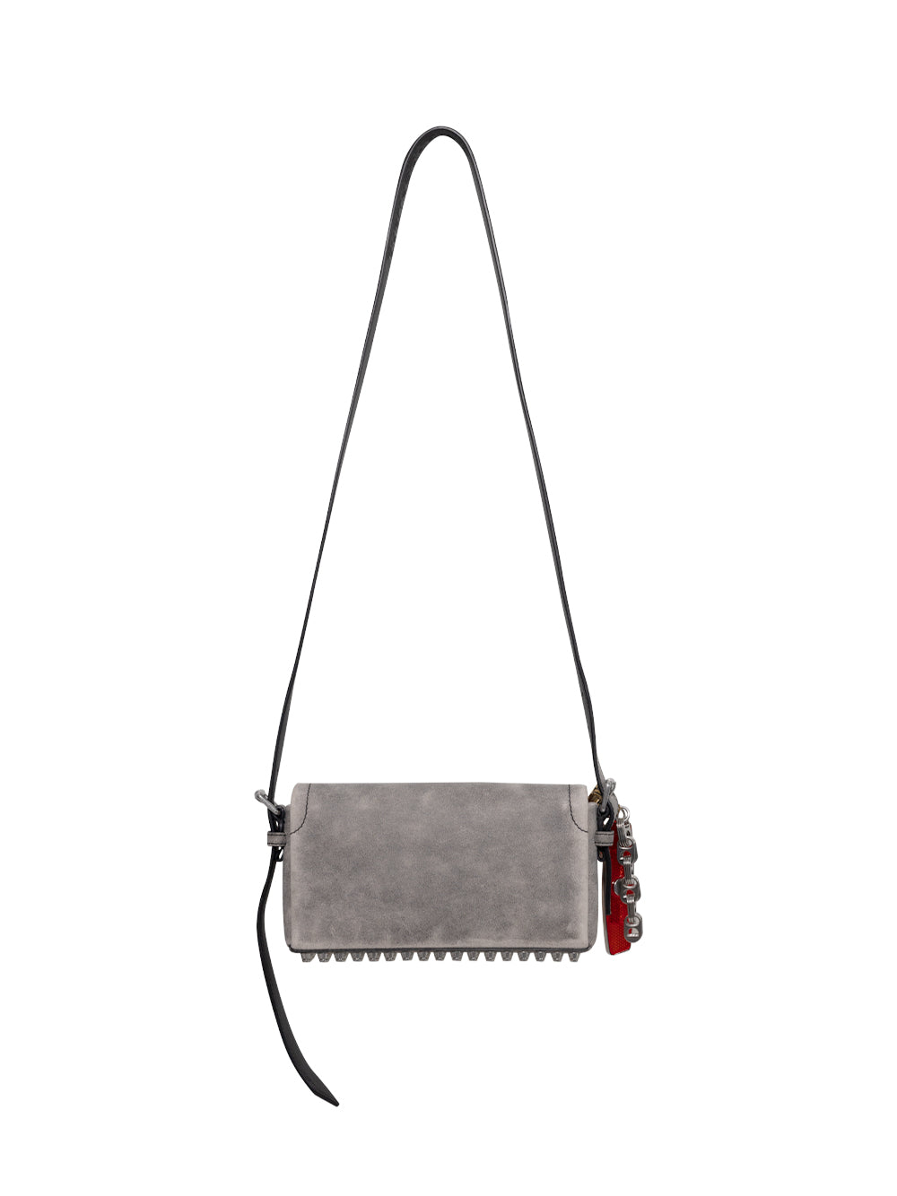 Crackle Leather Ricco Slim Flap Bag (Crackle Grey)
