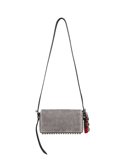 Crackle Leather Ricco Slim Flap Bag (Crackle Grey)
