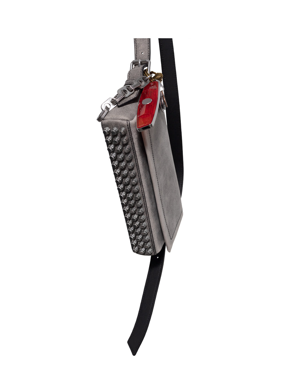 Crackle Leather Ricco Slim Flap Bag (Crackle Grey)