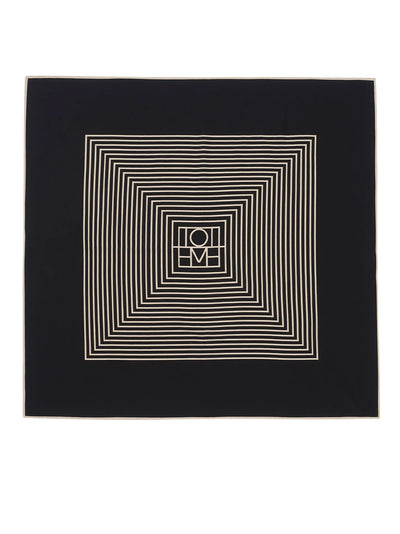 Centered Monogram Silk Scarf Black Monogram