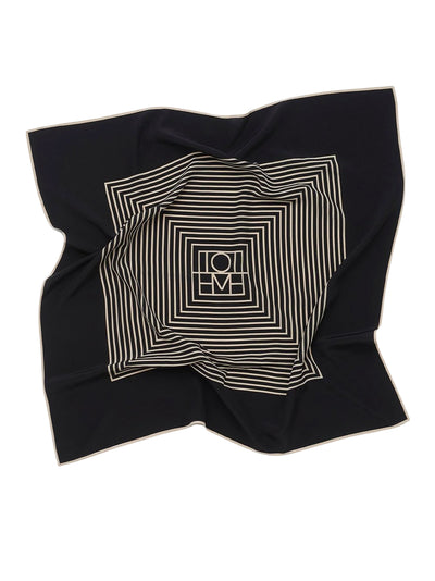 Centered Monogram Silk Scarf Black Monogram
