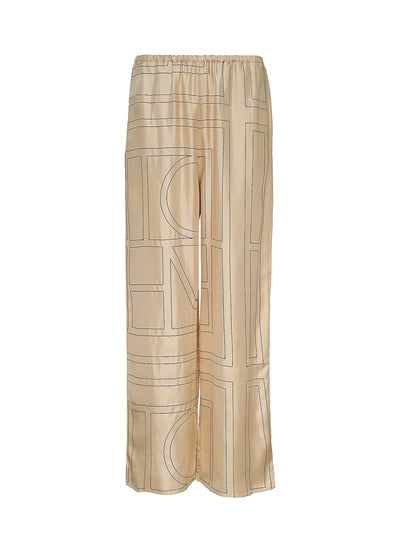 Monogram Silk Pj Bottoms Ivory