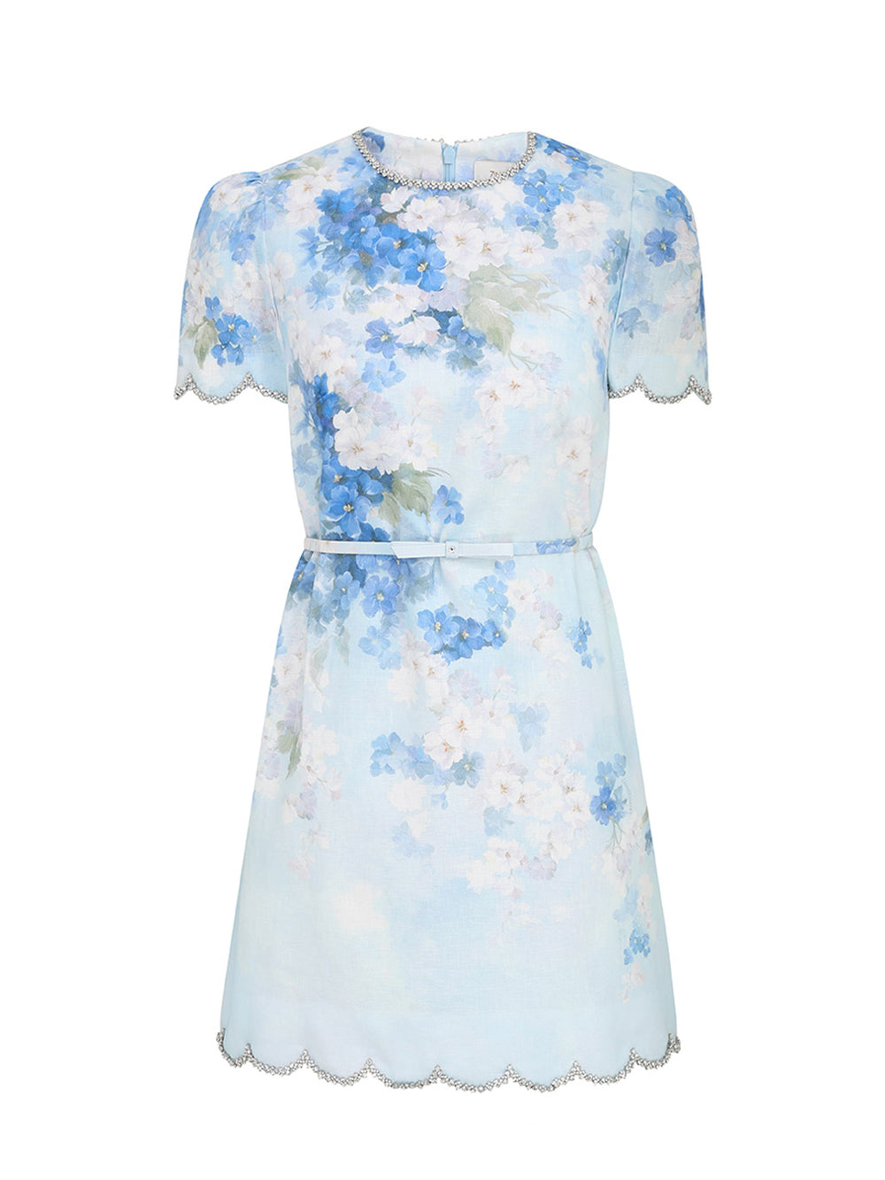 Crush Scalloped Shift Dress Blue Floral
