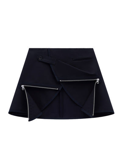 Modular Cotton Mini Skirt Black