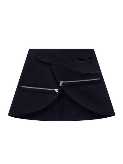 Modular Cotton Mini Skirt Black