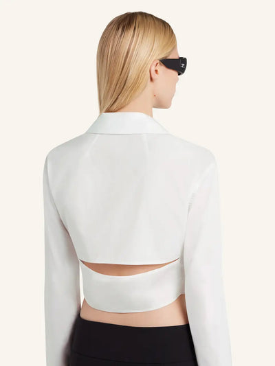 2-Pocket Poplin Crop Shirt Heritage White