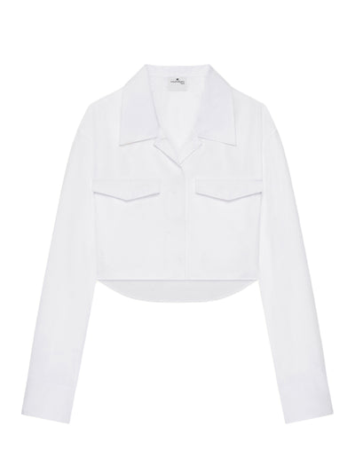 2-Pocket Poplin Crop Shirt Heritage White