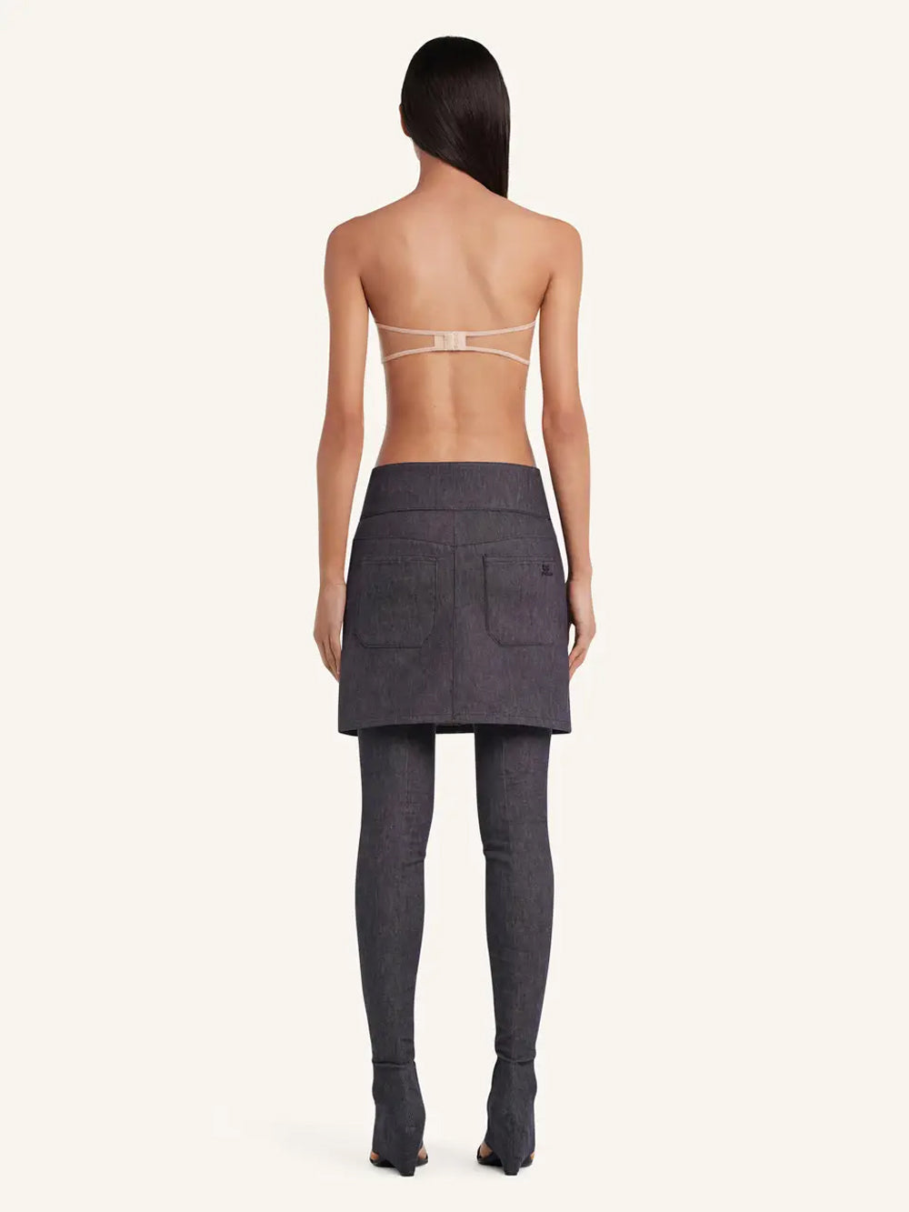Belted Denim Mini Skirt Dark Heather