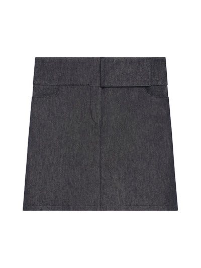 Belted Denim Mini Skirt Dark Heather