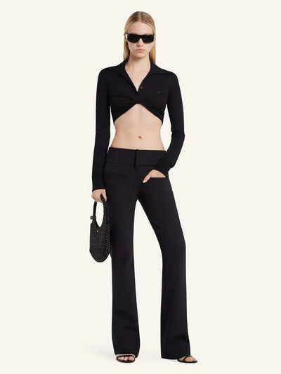 Twist Light Wool Crop Top Black