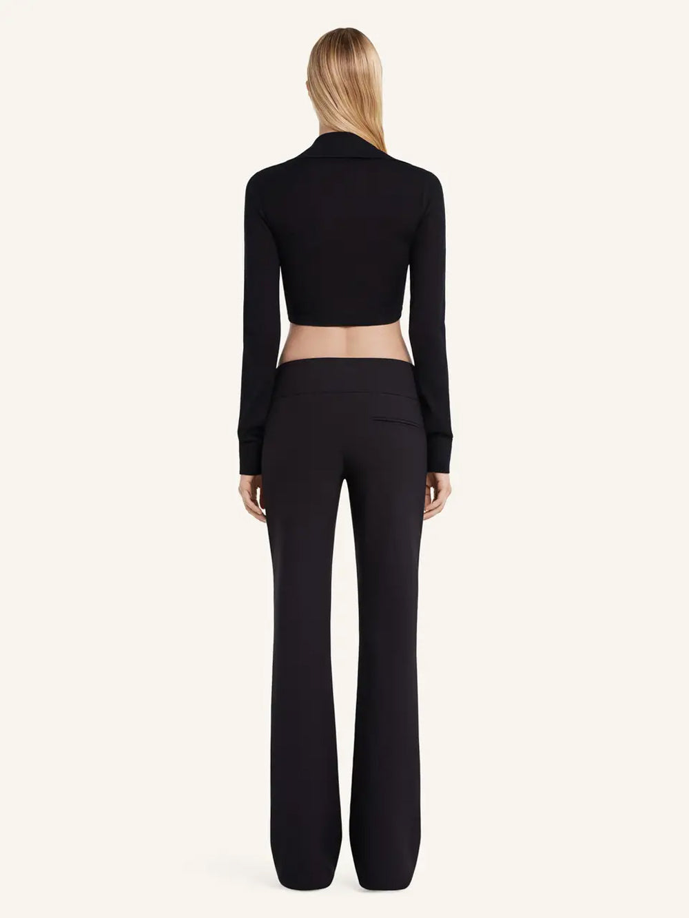 Twist Light Wool Crop Top Black