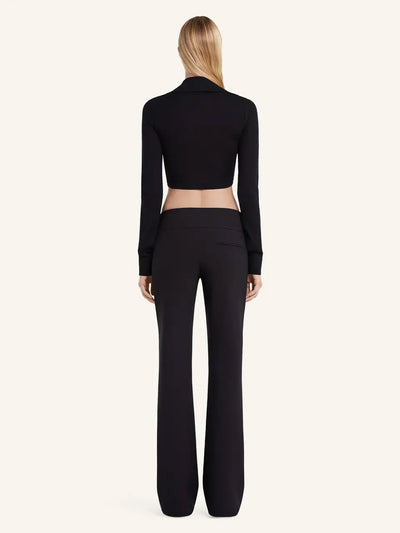 Twist Light Wool Crop Top Black