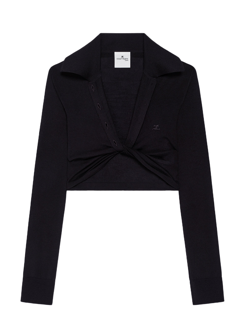 Twist Light Wool Crop Top Black