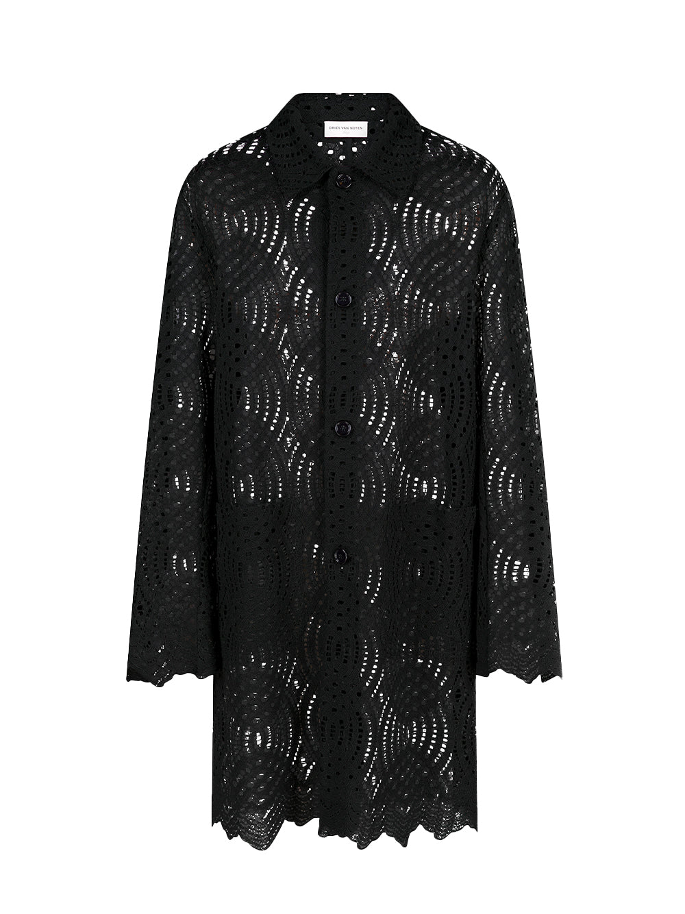 Regular Fitted Lace Coat Black