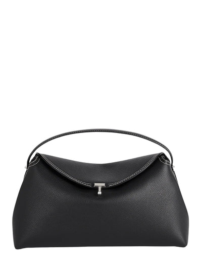 T-Lock Grained-Leather Top Handle Black