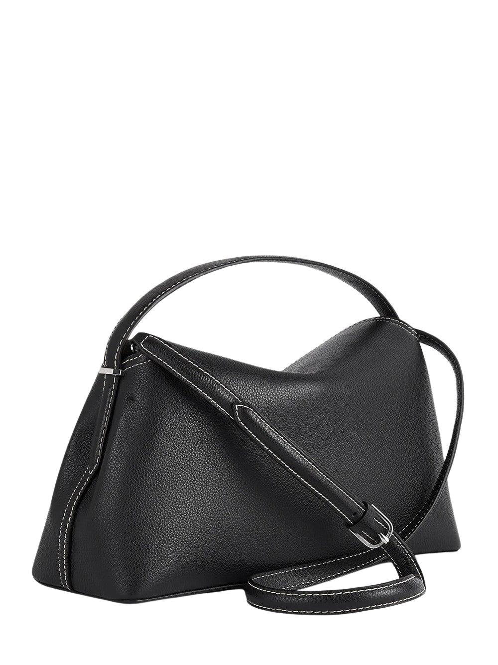T-Lock Grained-Leather Top Handle Black