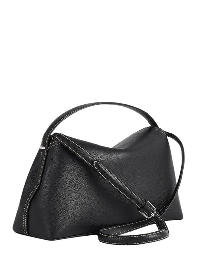 T-Lock Grained-Leather Top Handle Black