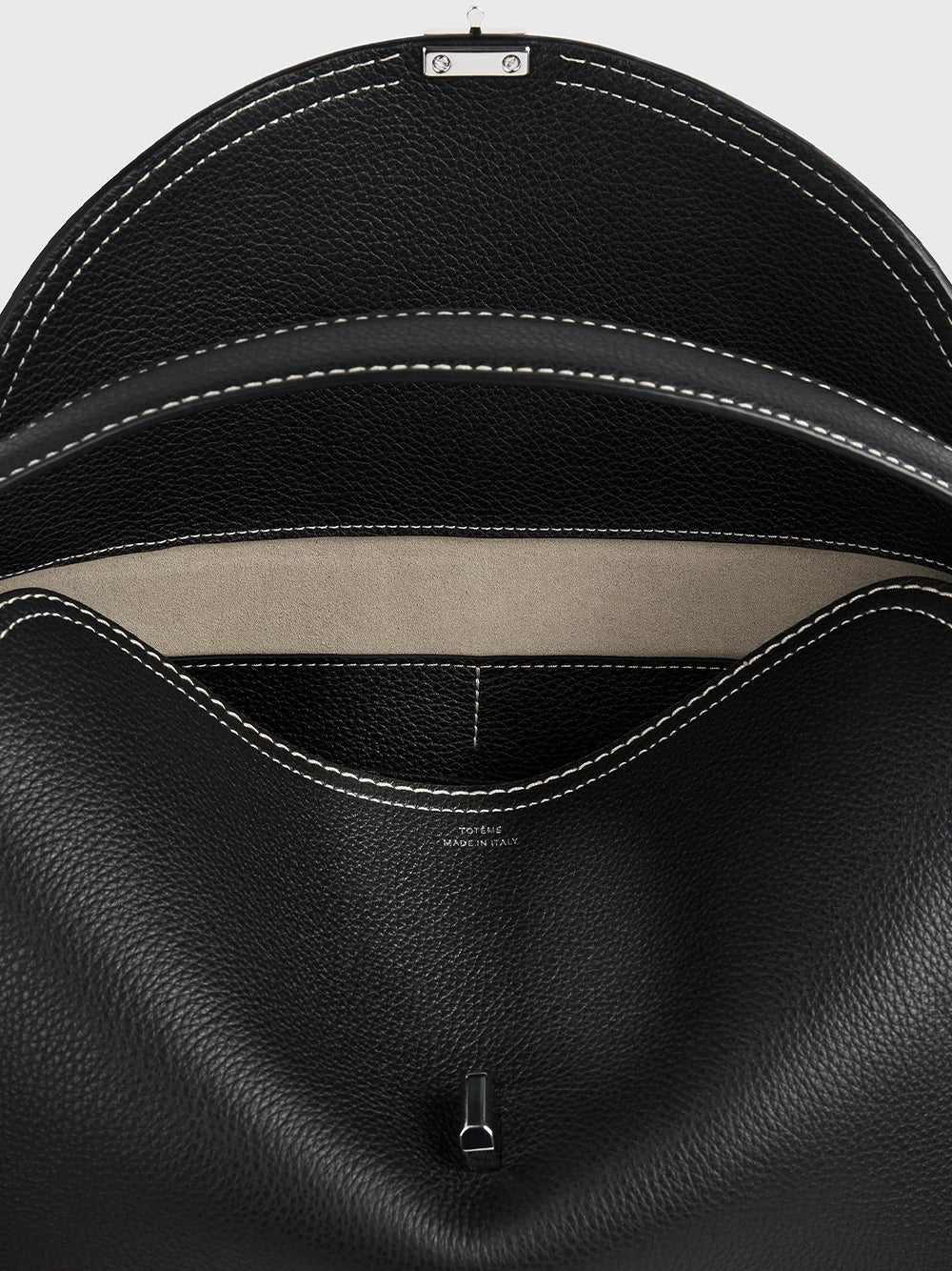 T-Lock Grained-Leather Top Handle Black