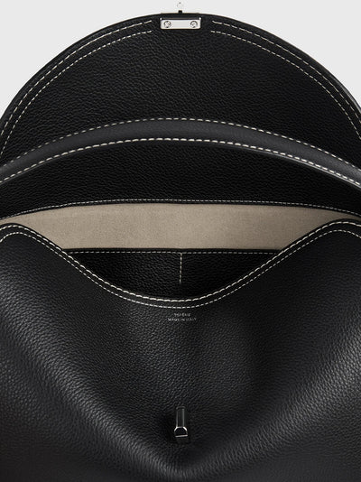 T-Lock Grained-Leather Top Handle Black