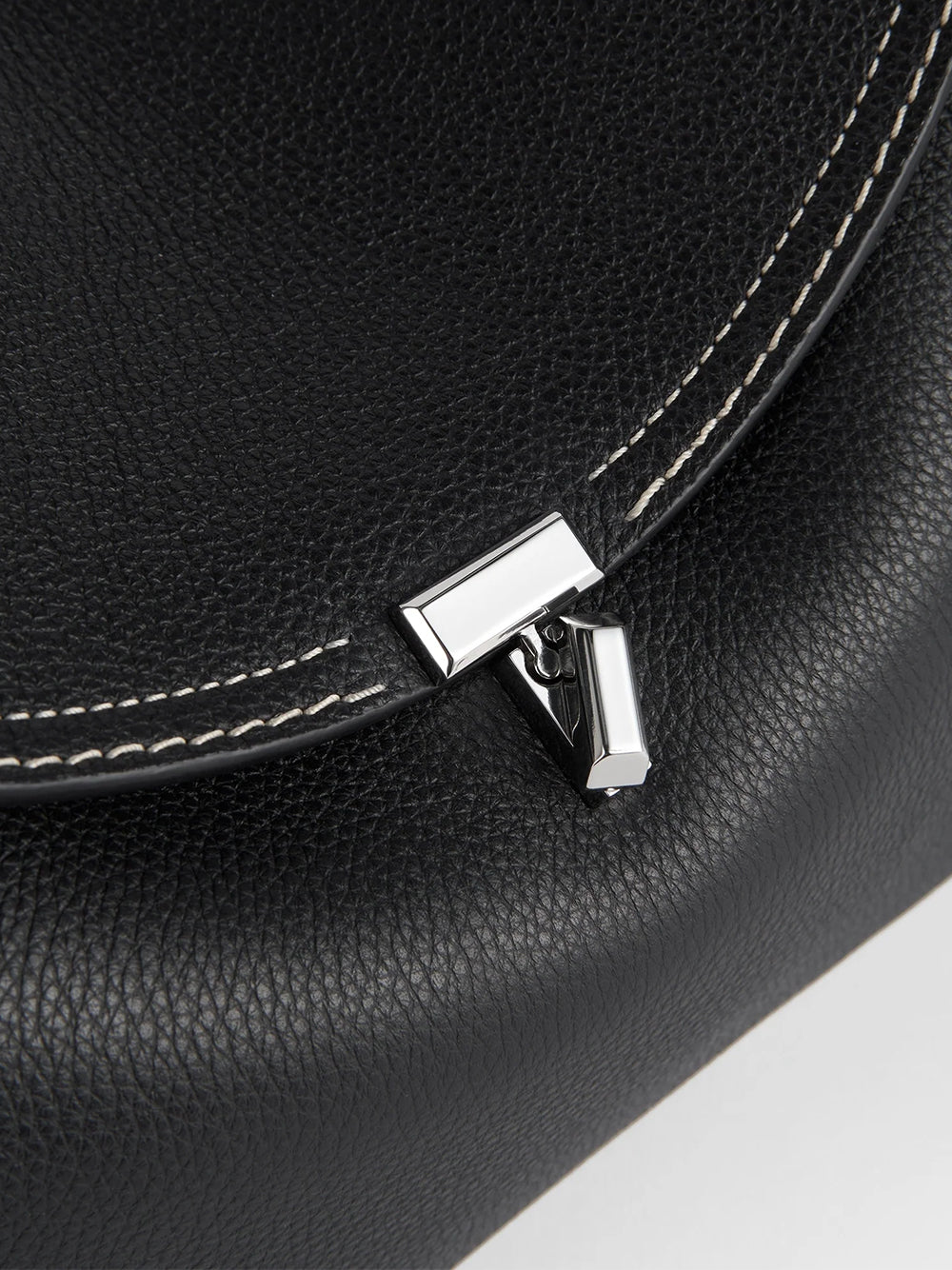 T-Lock Grained-Leather Top Handle Black