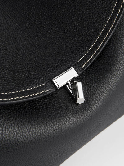 T-Lock Grained-Leather Top Handle Black