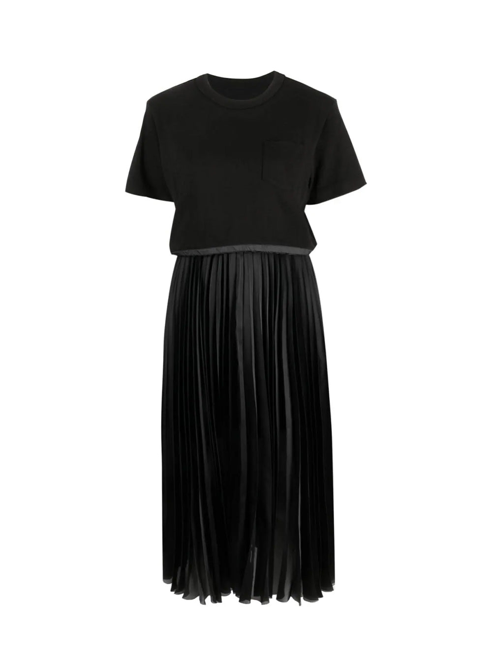 Cotton Jerseyxsatin Dress Black