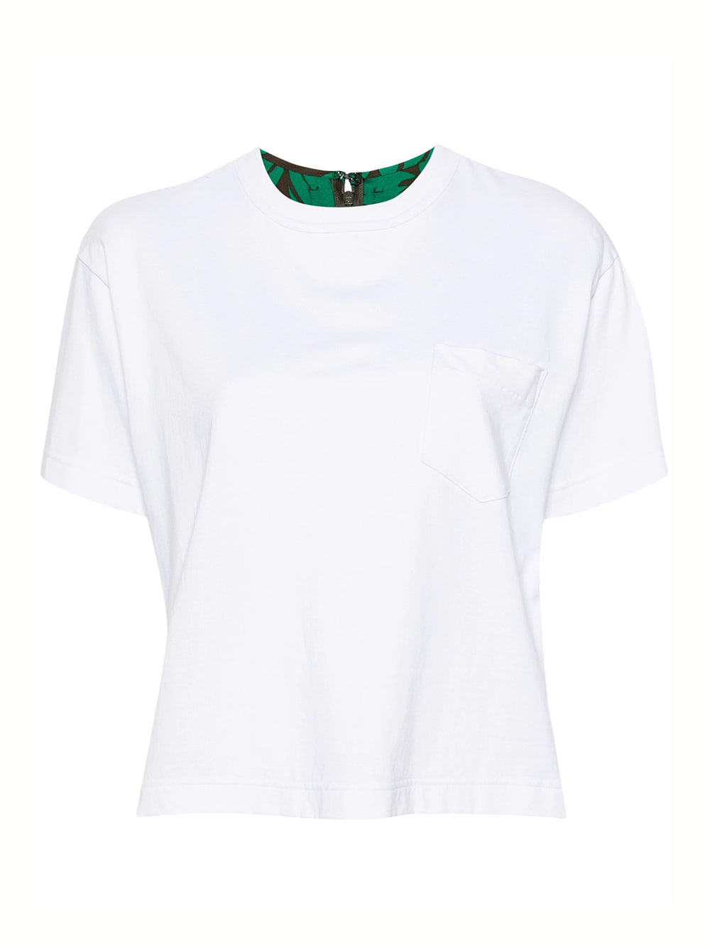 Floral Print Cotton Jersey T-Shirts (White/Green)