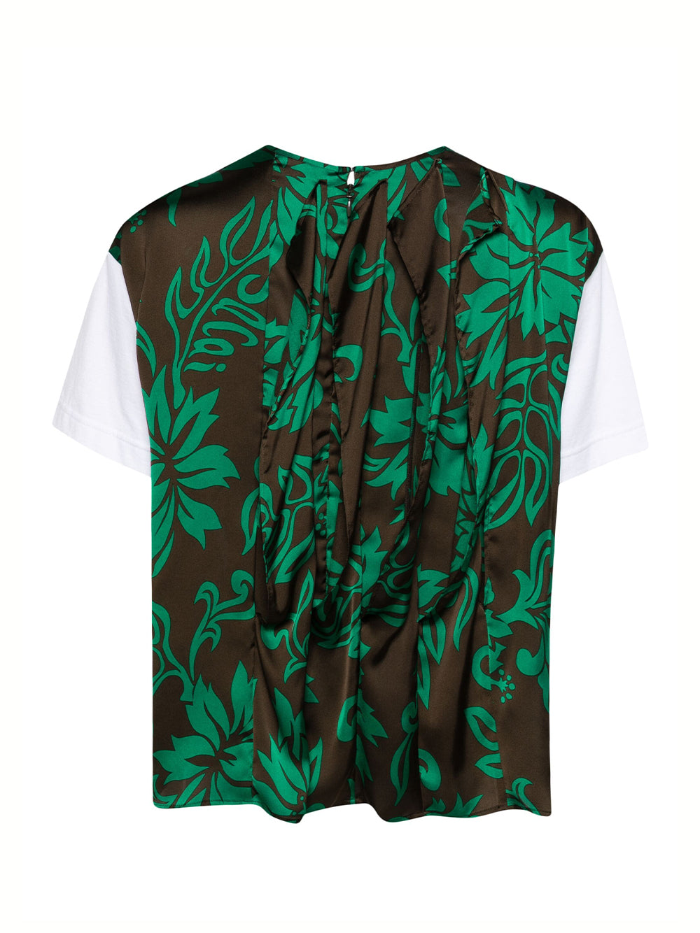 Floral Print Cotton Jersey T-Shirts (White/Green)