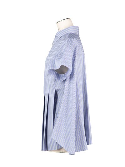 Cotton Poplin Shirt L/Blue Stripe