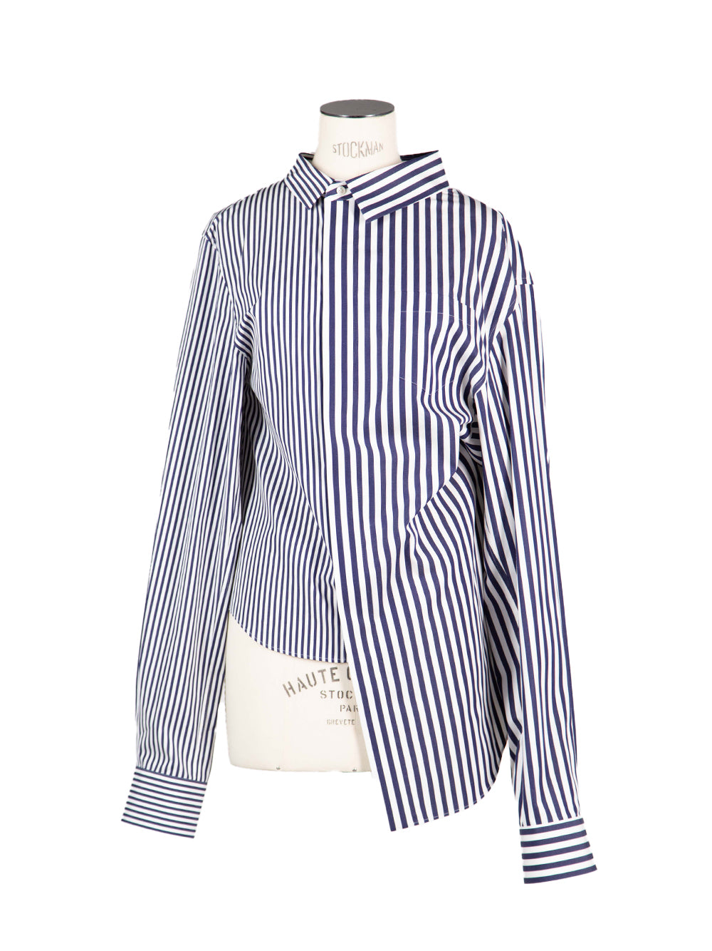 Cotton Poplin Shirt Navy Stripe