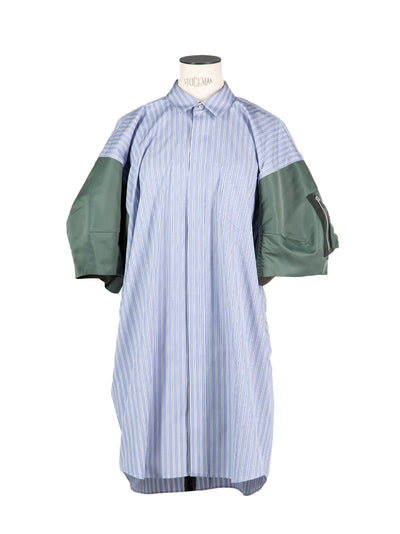 Cotton Poplin X Nylon Twill Dress L/Blue St×B/Khaki