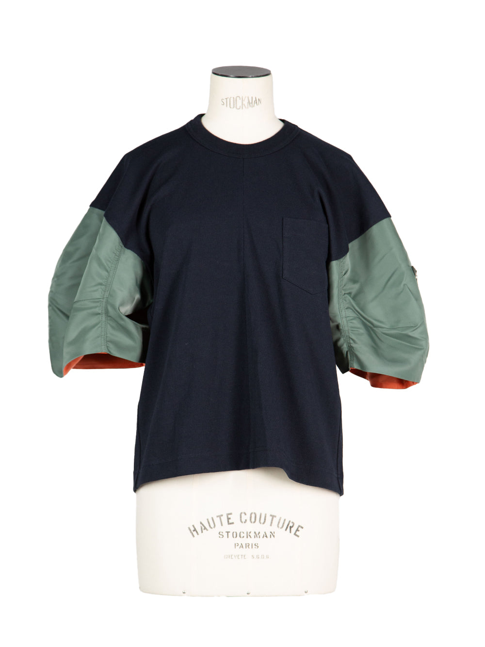 Nylon Twill X Cotton Jersey T-Shirt Navy×B/Khaki