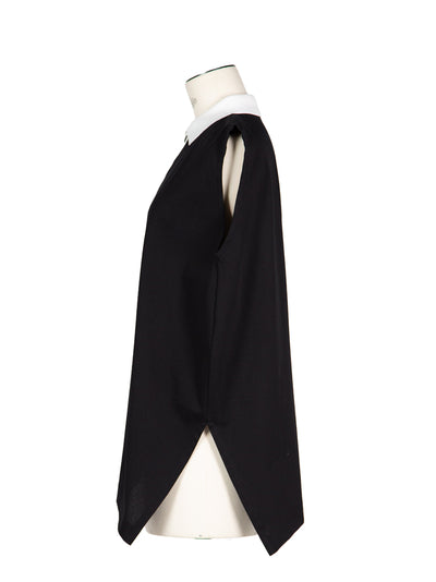 Cotton Poplin X Cotton Jersey Polo T-Shirt Black