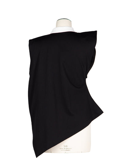 Cotton Poplin X Cotton Jersey Polo T-Shirt Black