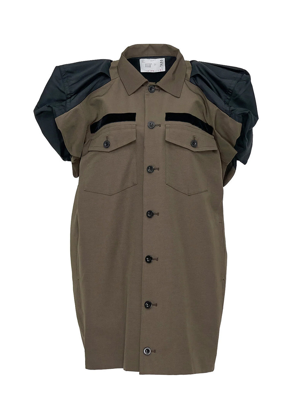 Nylon Twill Mix Grosgrain Dres Taupexblack