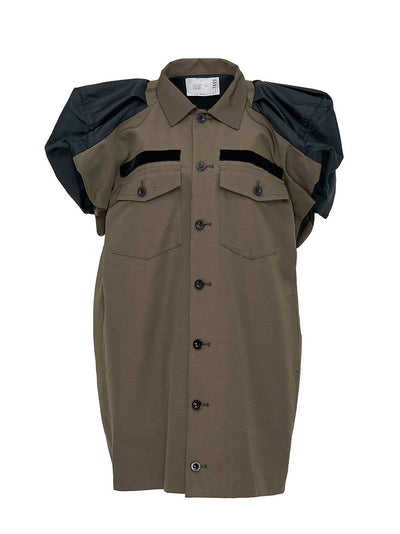 Nylon Twill Mix Grosgrain Dres Taupexblack