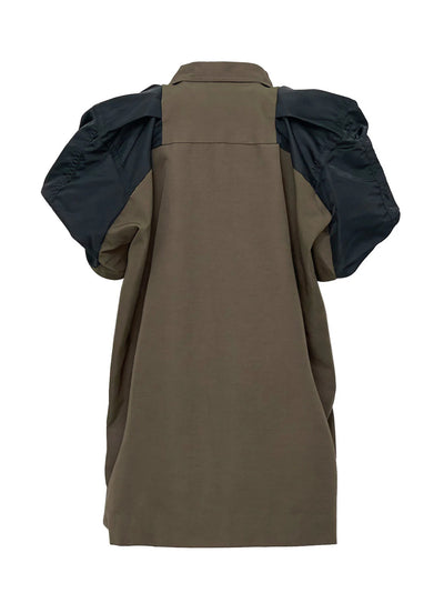 Nylon Twill Mix Grosgrain Dres Taupexblack