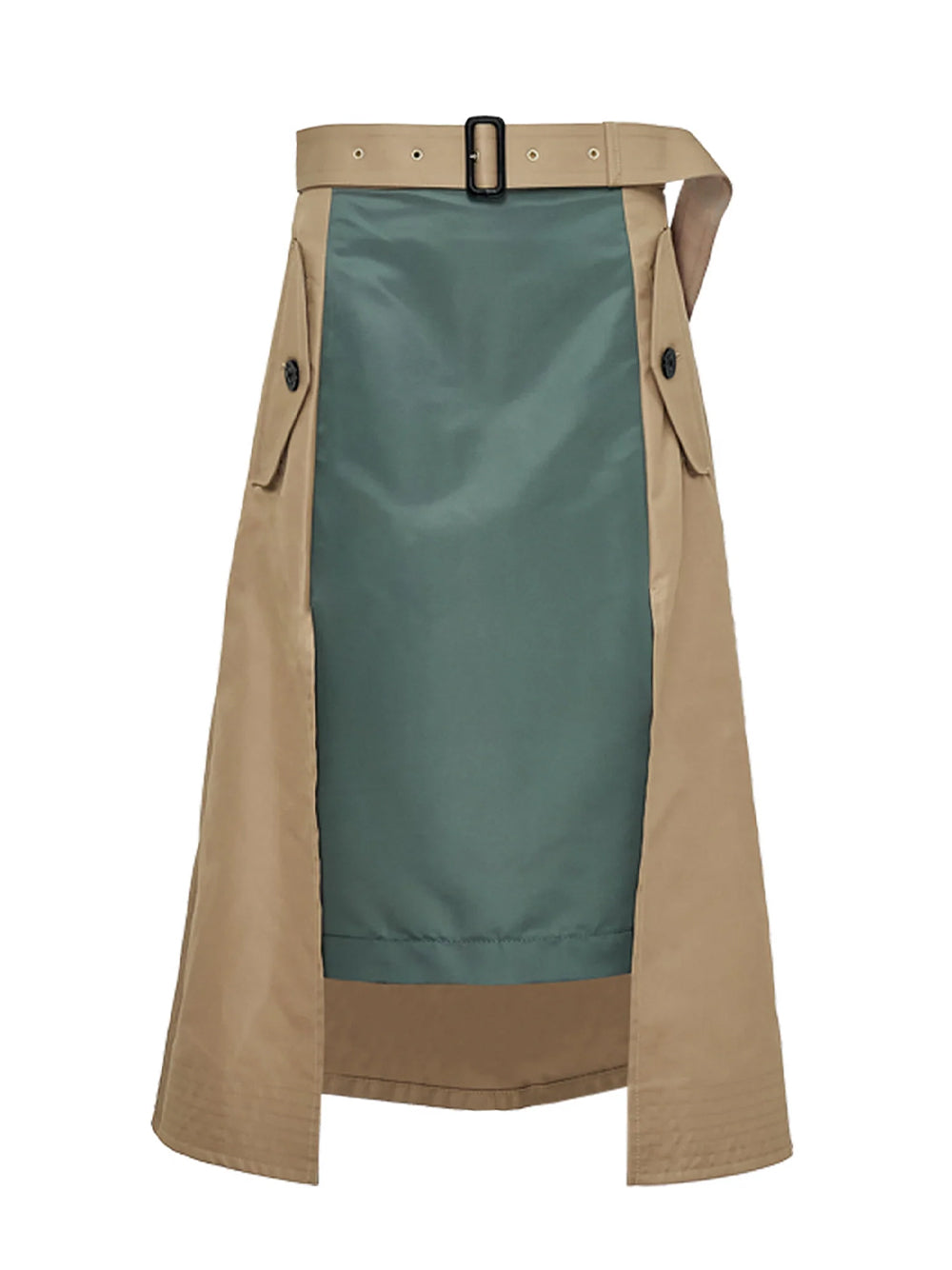 Cotton Gabardine X Nylon Twill Skirt Beige X Khaki