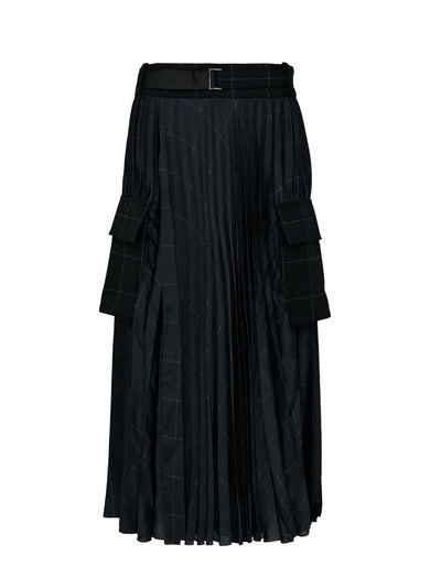 Windowpane Skirt Black