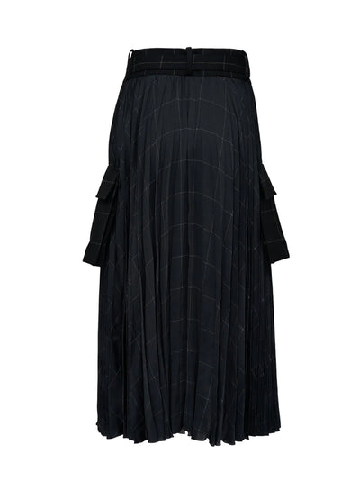 Windowpane Skirt Black