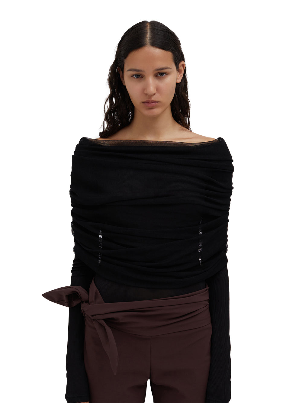 Sonora Veiled Long Sleeve Top Black