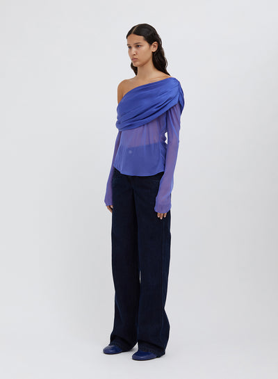 Silk Draped Shawl Top Sodalite