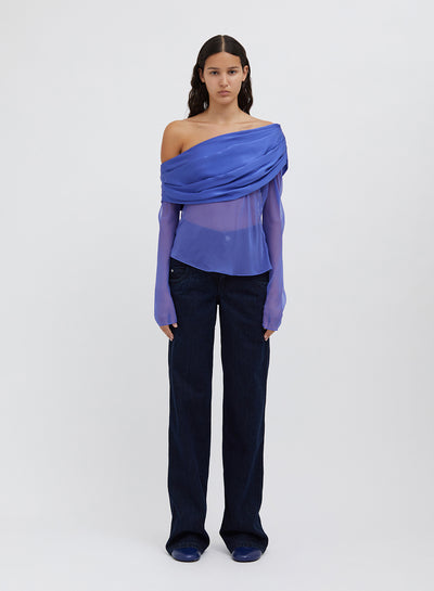 Silk Draped Shawl Top Sodalite