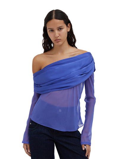 Silk Draped Shawl Top Sodalite