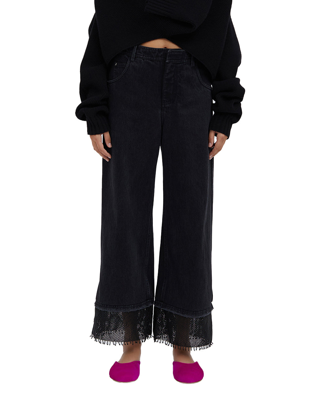 Cestino Beaded Denim Jean Black